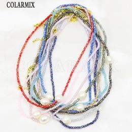 Pendant Necklaces 6 Strand Glass Beaded Necklace Chain Fashion Pearls Jewelry Accessories Gift 9896