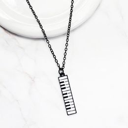 Chains Piano Keyboard Pendant Necklace Electronic Organ Black White Music For Women Kids Choker Jewelry GiftsChains