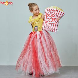 Girl s Dresses Circus Popcorn Carnival Birthday Party Wedding Flower Sequin Ball Gown Costume Kids Pop Corn Food Tulle 230317