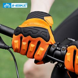 Cycling Gloves INBIKE Men Cycling Gloves MTB Bicycle Gloves Shockproof Men's Touchscreen Gloves Non-Slip Gloves for Man 5mm Thickened Palm Pad 230317