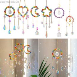 Garden Decorations Sun Catcher Crystal Rainbow Catcher Colourful Beads Crystal Wind Chime Pendant Light Catcher Rainbow Prism Home Garden Decoration AA230320