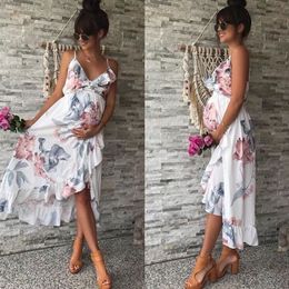 Maternity Dresses Clothes Floral Printed Ruffles Falbala Sundress For Pregnant Women Elegant Pregnancy Casual 230320