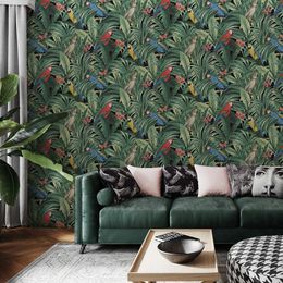 Wallpapers 10m X 0.53m Nordic Style Flowers And Birds Wallpaper Pvc Waterproof For Bedroom Living Room Office Kitchen Wall Paper