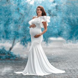 Maternity Dresses Summer Pography Props Long Baby Shower Pregnancy Po Shoot Maxi Stretchy Cotton 230320