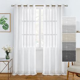 Sheer Curtains BILEEHOM Japan Style Solid Tulle For Living Room White Yarn Thicken Cotton And Linen Simple 230320