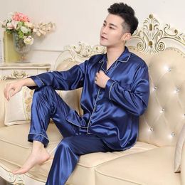 Men's Sleepwear Silk Pajamas Plus Size Men Solid Cute Pajamas for Men Summer Nightwear Pajama Two Piece Set Satin Silk Pyjamas Loungewear 230320