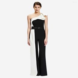 Party Dresses Black And White Jumpsuit With Ruffled Sleeves Pants Elegant Dress Women For Wedding Formal Vestidos De Fiesta