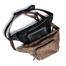 Chest bag: Men's Korean version of Chao brand sports ins style waist bag, fashion and leisure chest PU leather personalized female 220810