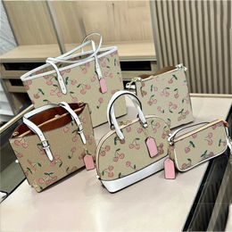 5 style Pink cherry Designer Bag totes fashion tote bag women Baguette bag c Letter Luxury handbag Leather Shoulder shopping bags Female Crossbody Purse 230119