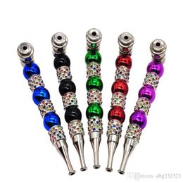 Smoking Pipes New Metal Pipe Colored Enamel Hollow Water Bead Pipe with Cap Portable and Easy to
