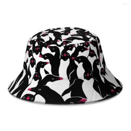 Berets Kawaii Penguin Fisherman Hats Unisex Cool Cartoon Animal Spring Bucket Hat Travel Panama Sun-Proof