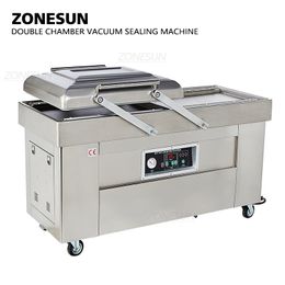 ZONESUN Automatic Double Chamber Vacuum Packaging Machine Vacuum Printing Sealing Machine Vacuum Packer Food Bag Sealer ZS-DZ400 220V