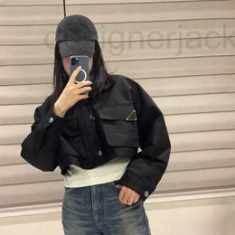 Women's Jackets Designer Fashion Triangle Black Short Zip Top 23 Spring New Casual Work Wear Motorcycle F1MP