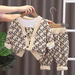 Clothing Sets Children s Autumn Baby Fashion Suit 2023 T Coat Pants Boys Spring Three piece Set 230317