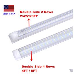 Led Tubes 4Ft T8 Light Integrate Tube 2Ft 5Ft 6Ft 8Ft Lights Vshaped White 6000K 120W Double Row Shop Fixture Drop Delivery Lighting Dhoeg