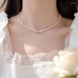 Choker Beads Women's Neck Chain Kpop Pearl Necklace Gold Colour Goth Chocker Jewellery On The Pendant Collar For Girl