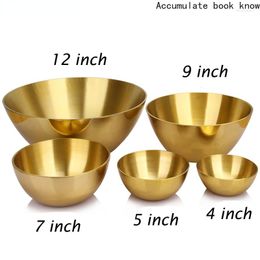 Bowls Bright Gold Copper Cutlery Rice Water Brass Bowl 4 Inch TO 12 Handmade Large Small Home Dinnerware High-end Gift