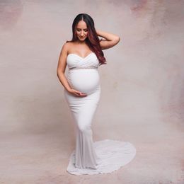 Maternity Dresses Sexy Pography Props Long Pregnancy Dress For Baby Shower Po Shoots Shoulderless Pregnant Women Maxi Gown 230320