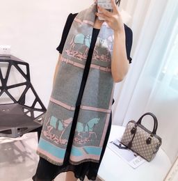 Luxury Artificial Cashmere Scarf Women's Large Size Thick Warm Tassel Shawl Carriage Orange Classic Factory Direct Sales