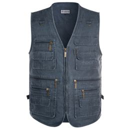 Men's Vests Plus Size 6XL 7XL Denim Vest Jacket Sleeveless Cotton Casual Waistcoat Jean Coat Slim Fit Male Cowboy Pockets 230320