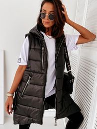 Women's Down & Parkas Sleeveless Vest Hooded Jacket Women Quilted Puffer Coat Cotton Padded Waistcoat Casual Streetwear Plus Size Zipper Poc