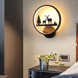 Wall Lamps Nordic Bedside Lamp Round Bedroom Creative Led Aisle Modern Minimalist Living Room Wedding Cute Girl Children's