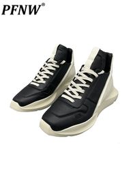 Dress Shoes PFNW Colour Matching Sports And Leisure Shoes Minority Designer Thick Bottom High Low Top Shoes Dad Shoes For Men 12A3316 230320