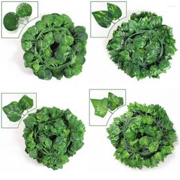 Decorative Flowers 24 Piece 72 Leaf Fake Foliage Vine Wreath Garland Plants Artificial Ivy Home Decoration Creeper Begonia Scindapsus