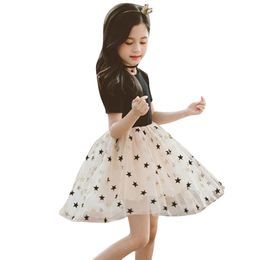 Girl's Dresses Summer Dresses For Girls Star Pattern Girls Party Dress Patchwork Dress Girl Teenage Kids Girls Clothes 6 8 10 12 13 14 Year 230320