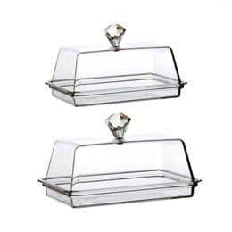 Plates Clear Butter Dish Box Kitchen Accessories Dinnerware With Cover Holder Container Keeper Tray