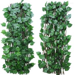 Decorative Flowers Retractable Artificial Plant Flower Fence Fake Wood Vine Leaf Frame Wedding Decoration Garden Home Decor Simulation