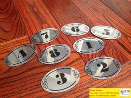 Stainless Steel Number Table Sign Sticker Digital Adhesive Label For Hotel Restaurant Decoration