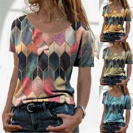 Women's T Shirts 2023 Vintage Summer Girls Short Sleeve Painting Design T-Shirt Personalized Loose Print Casual Women's Tees Top