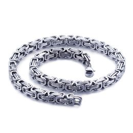 6mm 21.6inch (55cm) Imperial Chain Necklace Stainless Steel Byzantine Chain Jewelry For Mens Women Silver Polished Fashion GIFTS