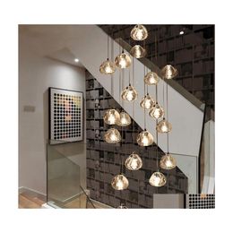 Chandeliers Modern Indoor Lighting Stair Led Chandelier For Living Room Crystal Ball Loft Kitchen Lights Lustre Drop Delivery Dhohu