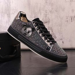 summer Fashion men causal shoes rhinestone Formal business loafers driving Thick bottom rubber anti-slip Footwear 38-43 Network celebrity