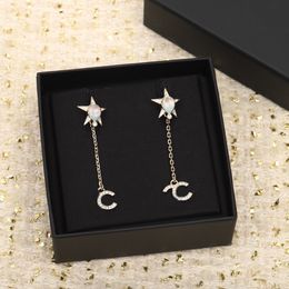 2023 Luxury quality charm drop earring with sparkly diamond and special star shape design have box stamp PS7626A