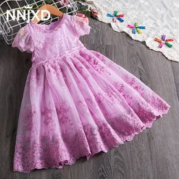 Girl's Dresses Spring Summer Flower Girl Dress Lace Embroidery Dresses For Girls Party Dress Princess Wedding Dress Ball Gown Children Clothing 230320