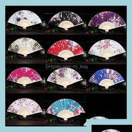 Party Favour Event Supplies Festive Home Garden 15Styles Vintage Bamboo Fancy Folding Fan Hand Flower Chines Dhdi4 Drop Delivery Dhdvr