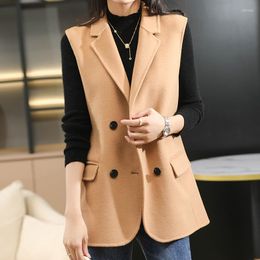 Women's Vests Ladies Vest Autumn/winter 2023 Casual Solid Color Coat Wool Lapel Cashmere Top Women&#39;s Outerwear