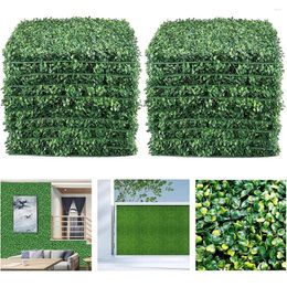 Decorative Flowers 12Pcs 25x25cm Artificial Plant Wall Panel Boxwood Grass Backdrop Panels Home Garden Backyard Fence Greenery Decor