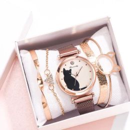 Relógio de moda de relógios de punho Conjunto de mulheres 5pcs