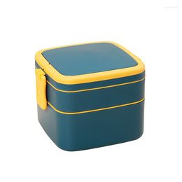 Dinnerware Sets Double Deck Portable Lunch Box With Cover Office Worker Japanese Student Fitness Meal Microwave Heating