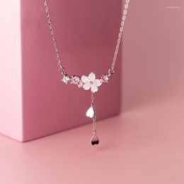 Pendant Necklaces Fashion Cherry Flower Shell Long Tassel Necklace For Women Sweet Heart Clavicle Chain