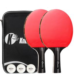 Table Tennis Raquets 1Set 3star Table Tennis Racket Short Long Handle ITTF Approved 868 Rubber 7 Ply With 2 Rackets 3 Balls Free Sponge For Beginner 230320