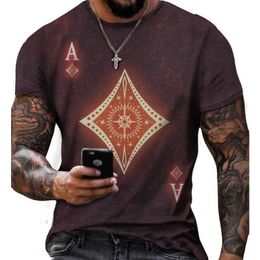 Men's T-shirts New Poker Spades AT Shirt Men's Personality Casual Street T-shirt Sports Short Sleeve