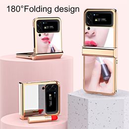 Electroplated Mirror Hinge Folding Phone Case for Samsung Galaxy Z Flip 4 Flip3 5G Back Shell Cover