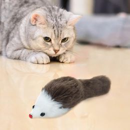 Cat Toys 6pcs Brown / Grey Pet Plush Simulation Big Mouse Sounding Bite-Resistant Funny Interactive Supplies