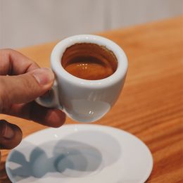 Mugs Nuova Point Professional Competition Level Esp Espresso S Glass 9mm Thick Ceramics Cafe Mug Coffee Cup Saucer Sets 230320