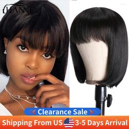 Short Bob Wig With Bangs Human Hair Wigs For Women Brazilian Straight Full Machine Made Remy